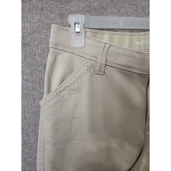Lee Sinfully Soft Khaki Chino Pants Womens 14 Beige Straight Leg Stretch - Picture 2 of 5